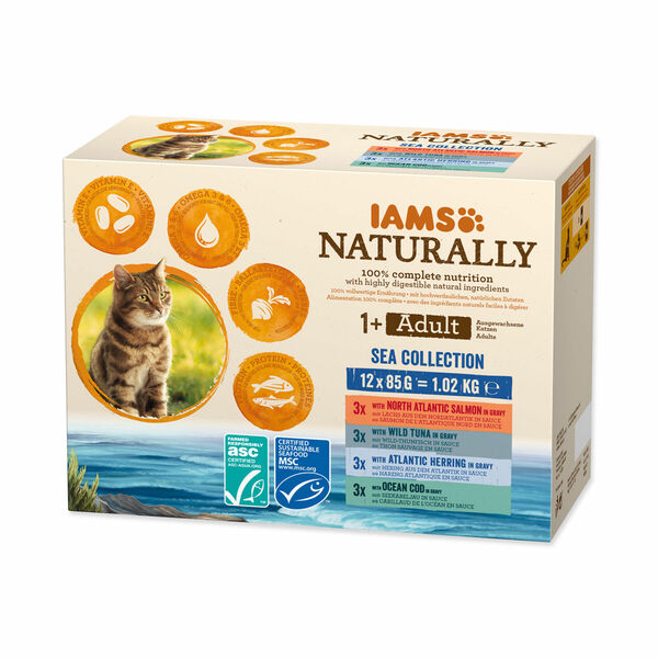 IAMS Naturally Mořské maso v omáčce kapsičky multipack 12x85 g porovnat ceny