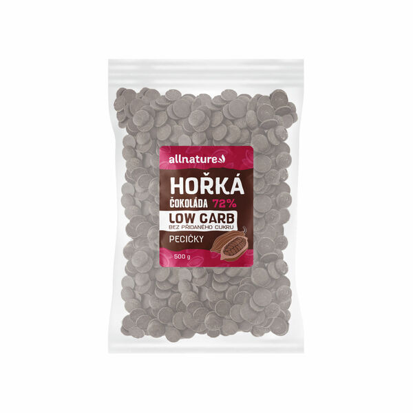 Allnature LOW CARB Čokoláda hořká 72% pecičky 500g porovnat ceny