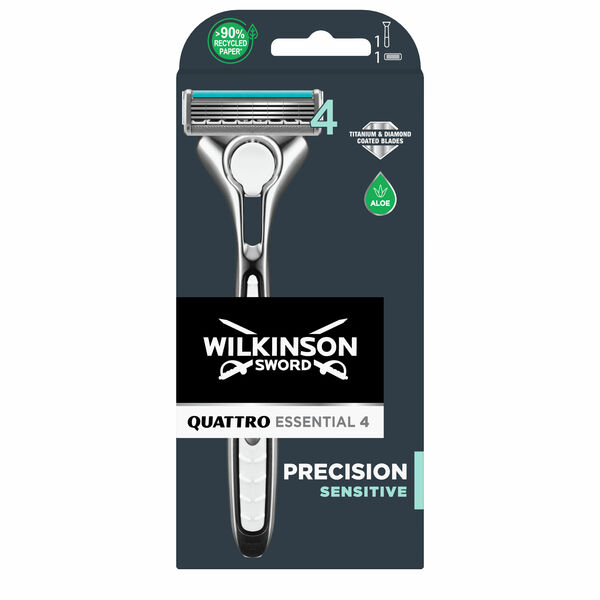 Wilkinson Sword Quattro Essential Precision Sensitive - holicí strojek + 1 náhradní hlavice porovnat ceny