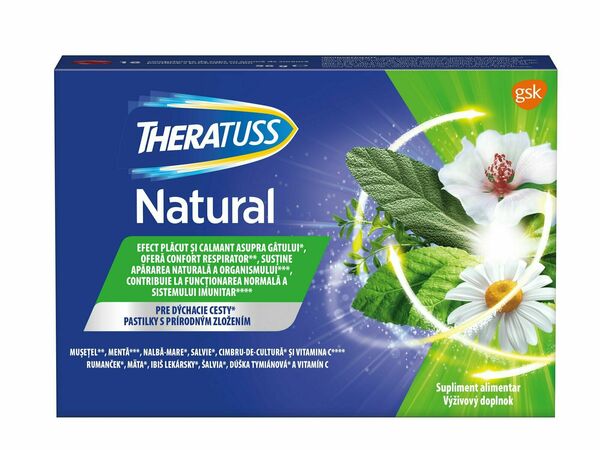 THERATUSS Natural pastilky na podráždené hrdlo 16 tabliet porovnat ceny
