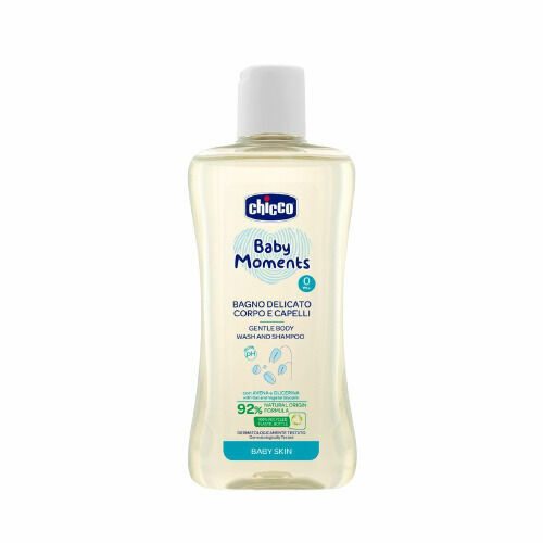 CHICCO Šampon jemný na vlasy a tělo Baby Moments 92 % přírodních složek 200ml porovnat ceny