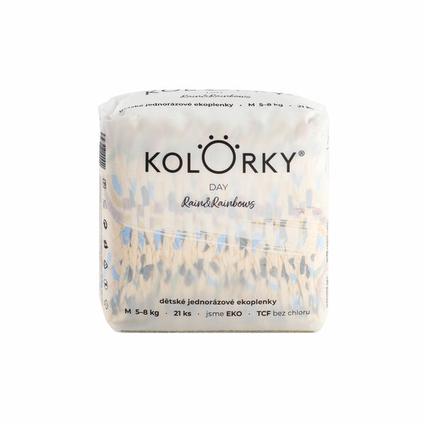 KOLORKY DAY - déšť a duhy - M (5-8 kg) - 21 ks - jednorázové eko plenky porovnat ceny