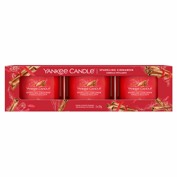 YANKEE CANDLE Sparkling Cinnamon votiv ve skle sada 3 x 37 g porovnat ceny