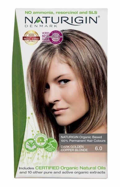 NATURIGIN Organic Based 100% Permanent Hair Colours Dark Golden Copper Blonde 6.0 barva na vlasy 115 ml porovnat ceny