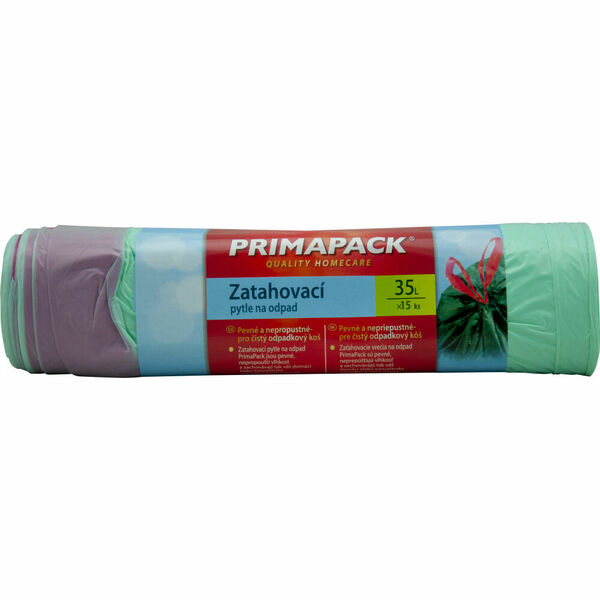 Primapack pytle na odpad, zatahovací, 15,5 µ, 60 × 53 cm, 35 l, 15ks porovnat ceny