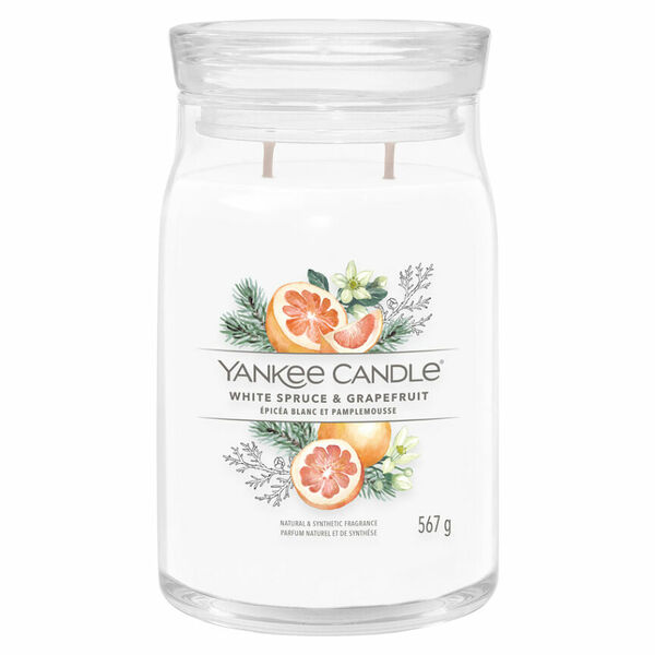 YANKEE CANDLE Signature Vonná svíčka velká 2 knoty White Spruce & Grapefruit 567 g porovnat ceny