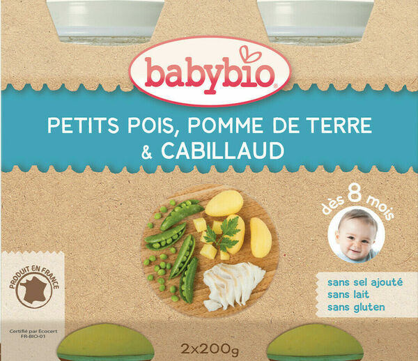 BABYBIO hrášek a brambory s treskou 2x200g porovnat ceny