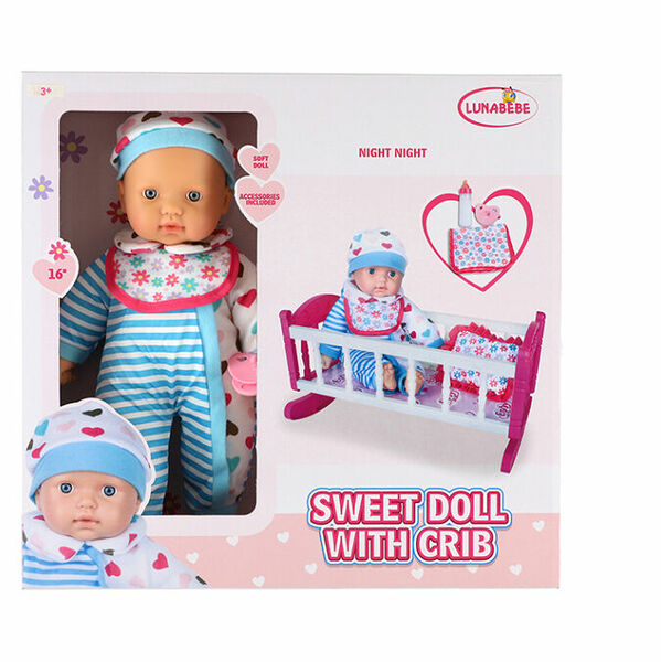 TEDDIES Panenka miminko měkké tělo s dudlíkem s kolébkou 38 cm porovnat ceny