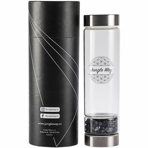 JUNGLE WAY Skleněná láhev s ametystem květ života 600 ml porovnat ceny
