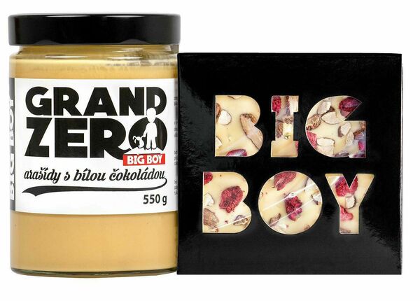 BIG BOY Grand zero bílá čokoláda 550g + Bílá čokoláda s malinami a mandlemi 100g porovnat ceny
