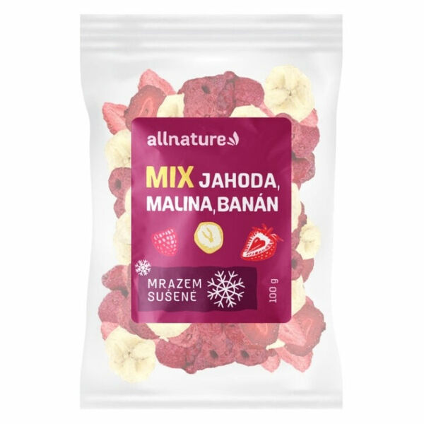 ALLNATURE Mix lyofilizovaného ovoce jahoda, malina, banán 100 g porovnat ceny