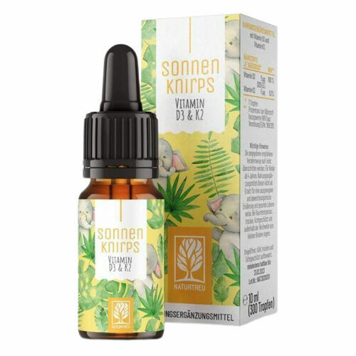Naturtreu Sluneční batole – Vitamín D3 + K2 (MK7) kapky pro děti od 1 roku 10 ml porovnat ceny