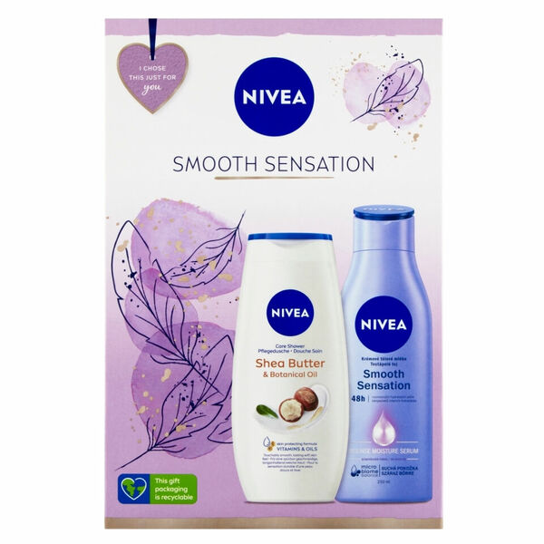 NIVEA Smooth Sensation Dárková sada - sprchový gel Shea Butter 250 ml +  tělové mléko Smooth Sensation 250 ml porovnat ceny