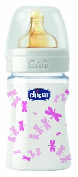 Chicco  Láhev skleněná Well-Being kaučukový dudlík 150ml, růžová porovnat ceny