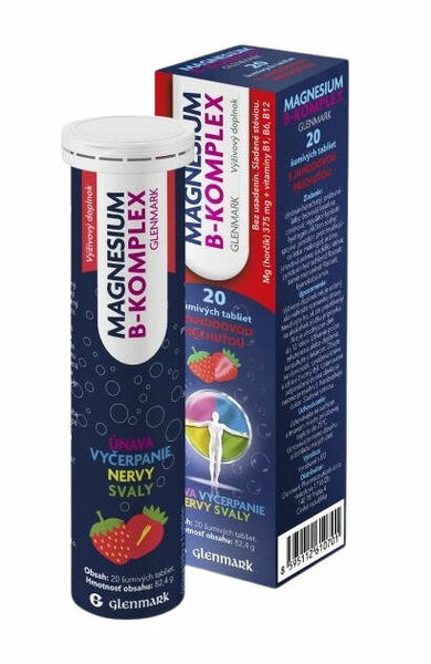 GLENMARK Magnesium B-komplex - s příchutí jahoda 12 x 20 šumivých tablet porovnat ceny