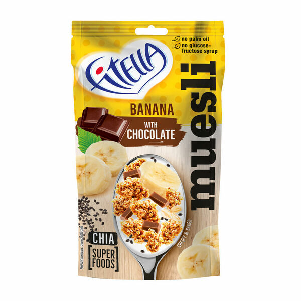 FITELLA Banánové muesli s čokoládou a chia semínky 300 g porovnat ceny