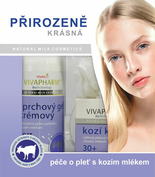 Vivaco Dárková kazeta kosmetiky s kozím mlékem - sprchový gel 400ml + pleťový krém 50ml + dárek porovnat ceny