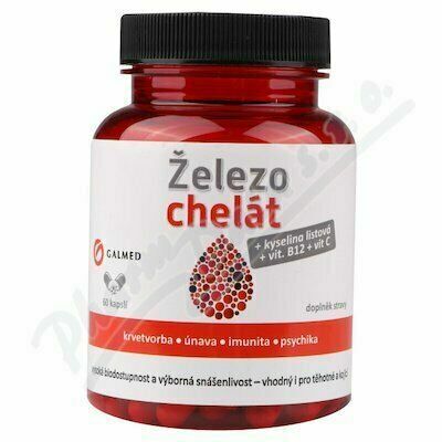 Galmed Železeo chelát + Vitamín B9, B12, C 60 kapslí porovnat ceny