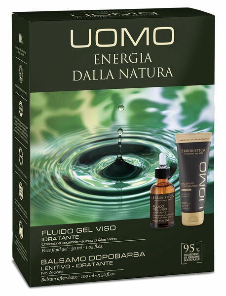 Erboristica UOMO Kosmetická sada pro muže - Pleťový hydratační keratinový gel 30ml + Balzám po holení 100ml porovnat ceny