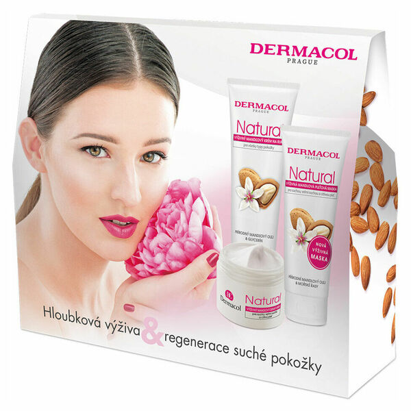 DERMACOL Natural Denní krém 50 ml + krém na ruce 100 ml + pleťová maska 100 ml Dárkové balení porovnat ceny