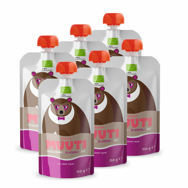 SALVEST Muuti BIO Ovocné pyré s brusinkami, borůvkami a ovesnými vločkami 6x110 g porovnat ceny