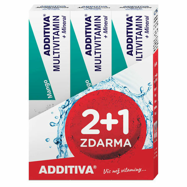 ADDITIVA sada multivitamin 2+1 mango šumivé tablety 3 x 20ks porovnat ceny