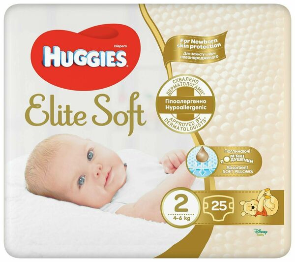 Huggies Elite Soft 2 4-6kg 25ks porovnat ceny