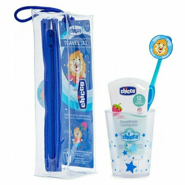 CHICCO Set péče o zuby travel modrý 3r+ porovnat ceny