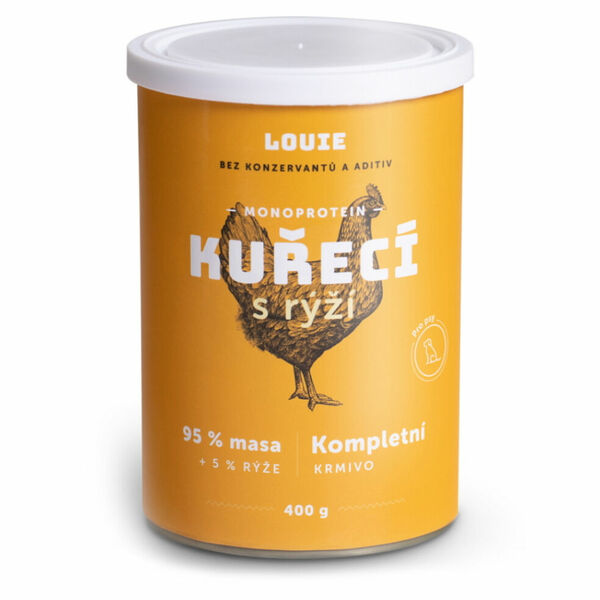 LOUIE Kuřecí s rýží konzerva pro psy 400 g porovnat ceny