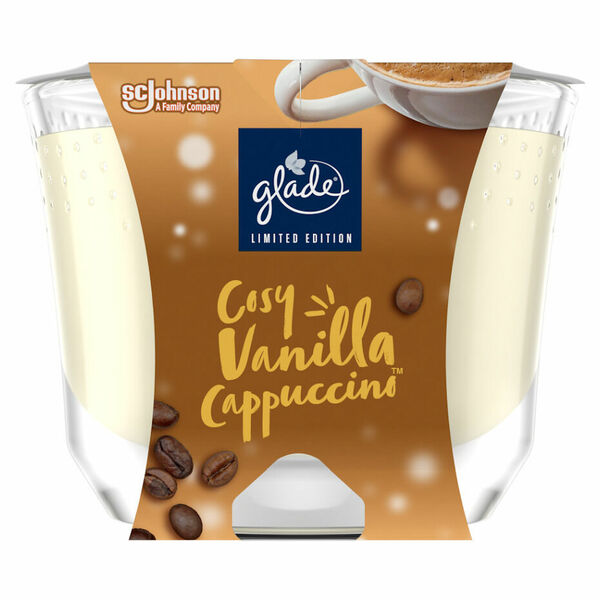 GLADE Maxi Svíčka vonná Cosy Vanilla Cappuccino 224 g porovnat ceny