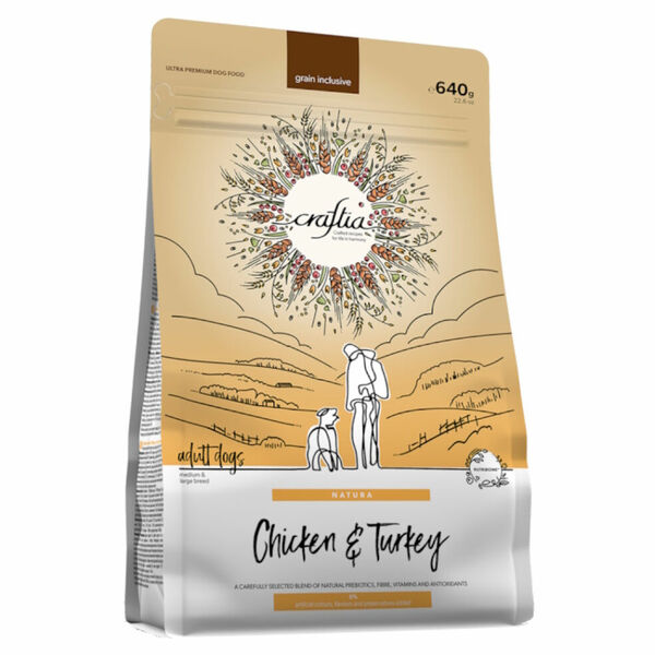 KRAFTIA Craftia Natura Adult M/L Chick & Turkey Granule pro psy 1 ks, Hmotnost balení: 640 g porovnat ceny