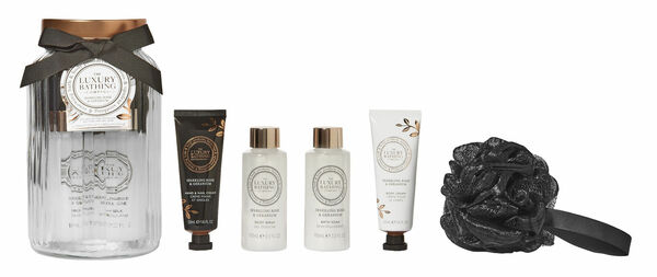 Grace Cole Dárková sada s přípravky do koupele ve skleněné dóze růže a geranium 5 ks porovnat ceny