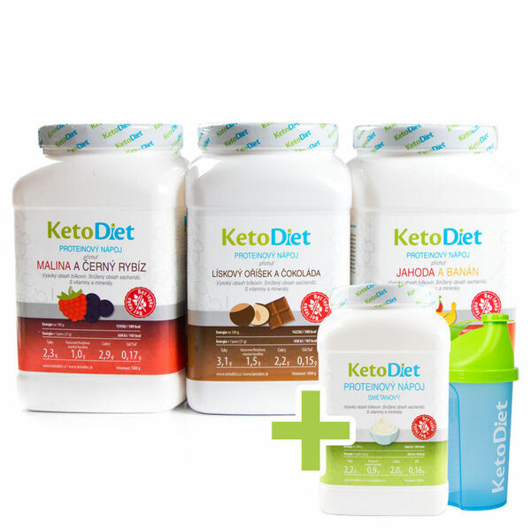KETODIET 3x ochucený proteinový nápoj + 1 bez příchuti ZDARMA 140 porcí porovnat ceny
