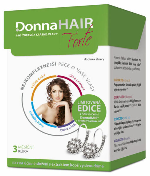 Donna HAIR FORTE 3-měsíční kúra 90 tobolek + náušnice Swarovski porovnat ceny