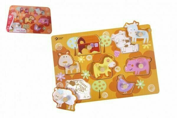 Teddies Vkládačka/Puzzle deskové obrysové farma dřevo ve fólii 18m+ porovnat ceny