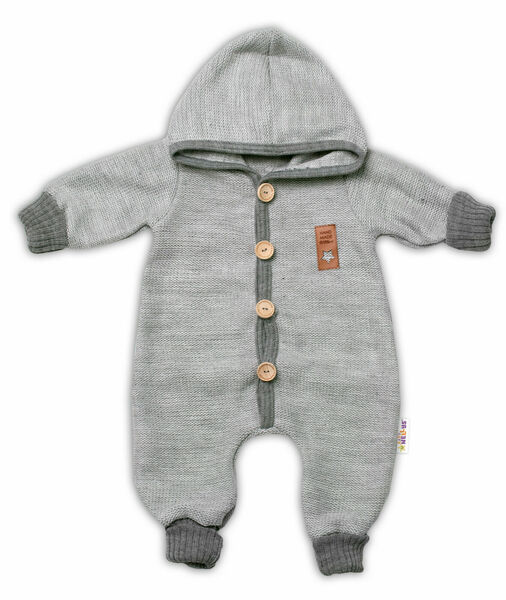 Baby Nellys Pletený overálek s kapucí Hand Made STAR, , šedý porovnat ceny