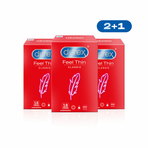 Durex Kondomy Feel Thin Classic pack 54 ks (2+1) porovnat ceny