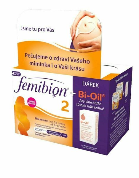 Femibion 2 Těhotenství dvojbalení 56 tablet + 56 tobolek + Bi-Oil 25 ml porovnat ceny