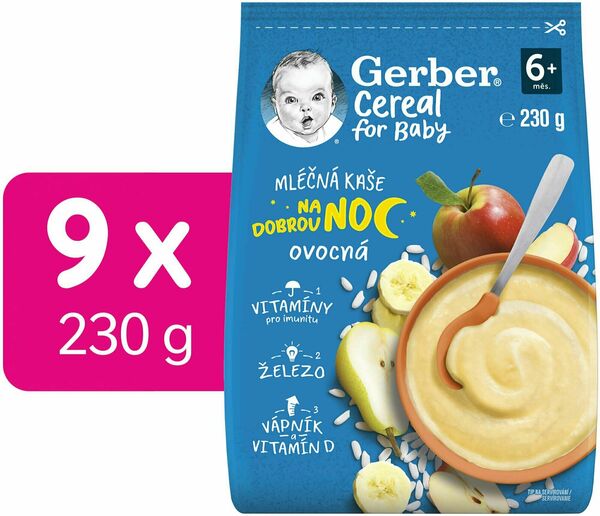 Gerber Cereal mléčná kaše ovocná Dobrou noc 9 x 230 g porovnat ceny