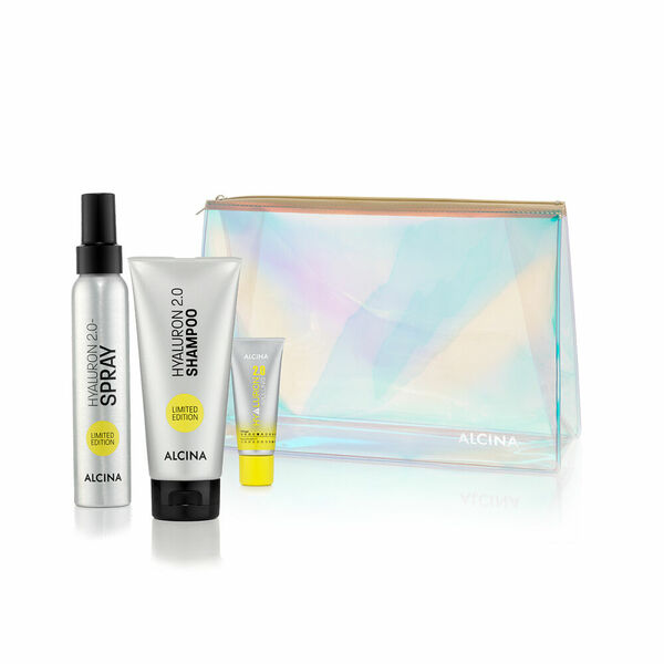 ALCINA Hyaluron 2.0 Kosmetická sada pro suché vlasy Šampon 100ml + Sprej 100ml + Balzám 20ml + dárková taška porovnat ceny