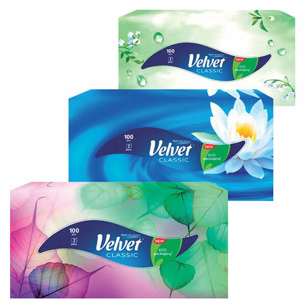 VELVET Classic Papírové kapesníky 2-vrstvé Box 100 kusů porovnat ceny