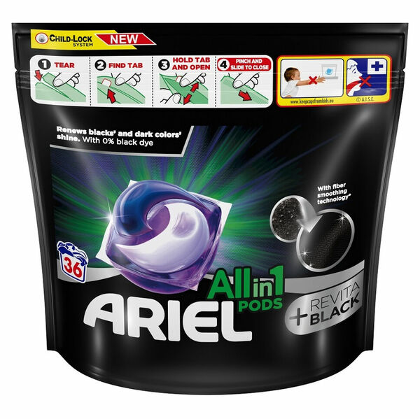ARIEL +Revitablack Allin1 PODs Kapsle na praní 36 pracích dávek porovnat ceny