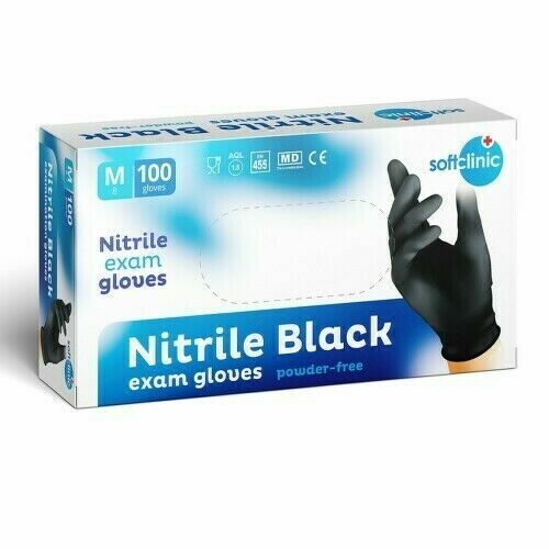 SOFTCLINIC Nitril ruk.vyšetř.nepudr.černé M 100ks porovnat ceny