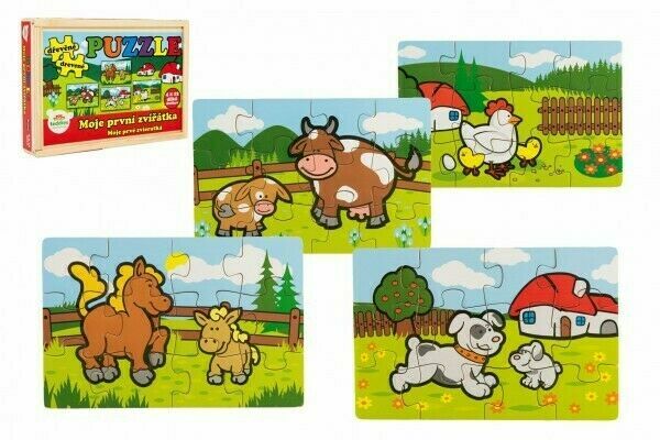 Teddies Puzzle dřevěné Moje první zvířátka 4x12 dílků 24m+ porovnat ceny