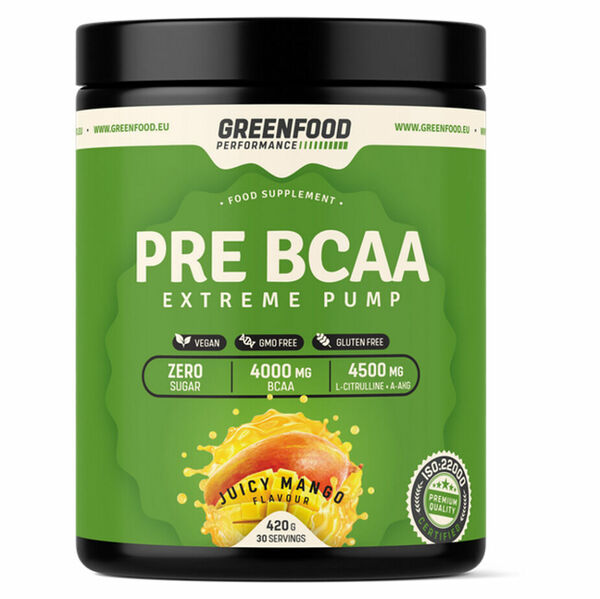 GREENFOOD NUTRITION Performance pre-BCAA šťavnaté mango 420 g porovnat ceny