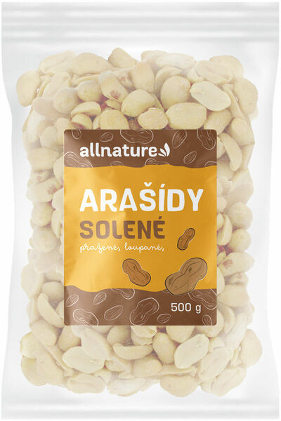 Allnature Arašídy loupané pražené solené 500g porovnat ceny