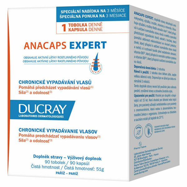 DUCRAY Anacaps Expert-chronické vypadávání vlasů 90 kusů porovnat ceny