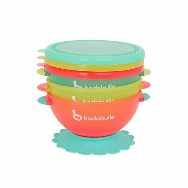 Badabulle Misky s víčky a přísavkou Tyrkys/Orange/Yellow sada 3x330ml porovnat ceny