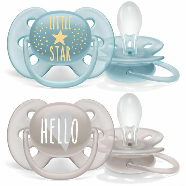 PHILIPS AVENT Šidítko Ultrasoft Text 6-18m chlapec 2 ks porovnat ceny