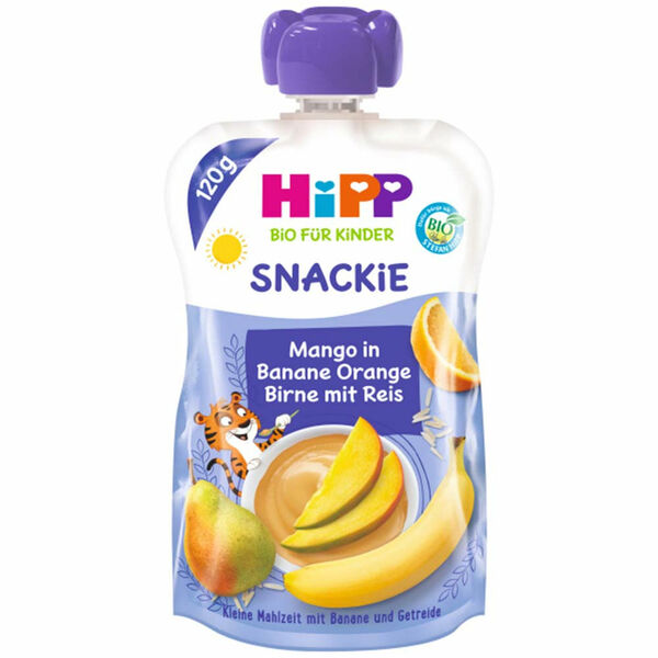 HiPP BIO Sport Hruška-Pomeranč-Mango-Banán-Rýže 120 g porovnat ceny